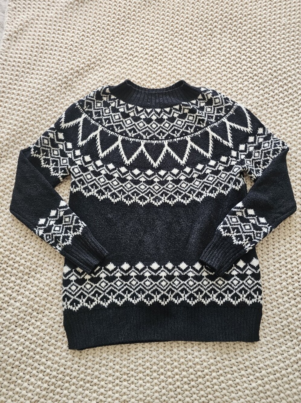 Women's Black & White Fair Isle Sweater